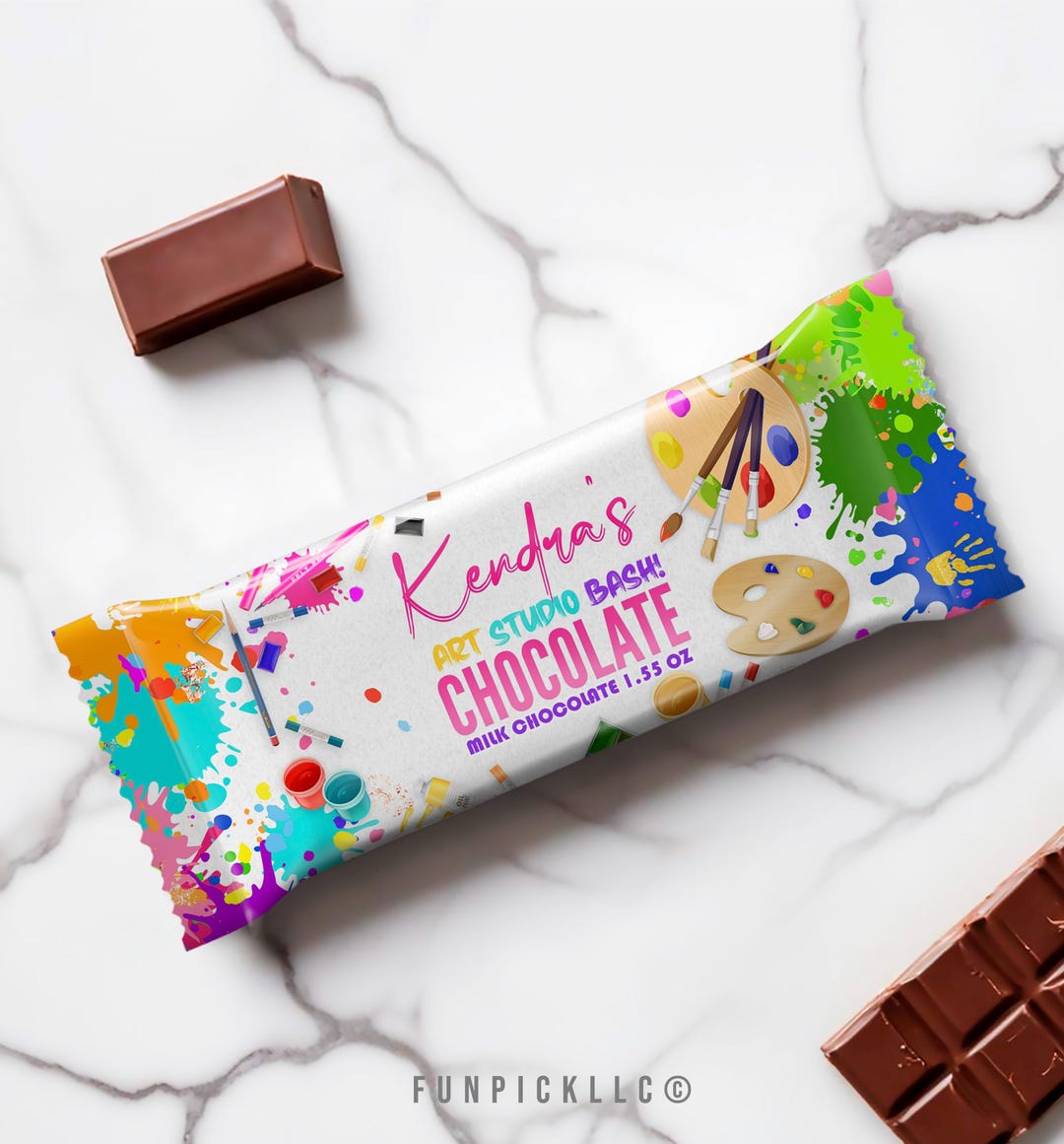 Wrapper Girl Art Party Chocolate Bar Wrapper: Girl Birthday Favor (digital Download ...