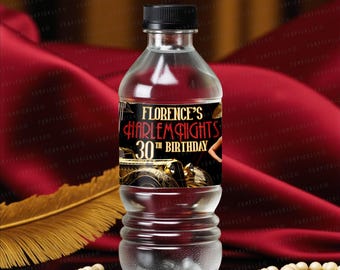 Gatsby Water Bottle Label: Harlem Nights Party (Digital Download)- HAR01