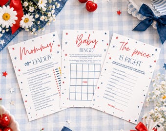 American Girl Baby Shower Games: Patriotic Cherry 3 Game Set, Digital Download - IND01