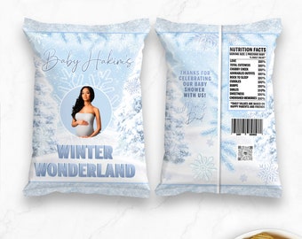 Winter Wonderland Baby Shower Chip Bag: Snowy Landscape (DIGITAL FILE)