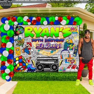 DIGITAL FILE | Hip Hop Backdrop | Hip Hop Banner | 90&#39;s Backdrop Design | 90&#39;s Birthday | Hip Hop Birthday party | 90&#39;s Decor | 90P03