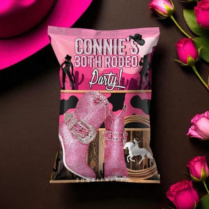 Western Chips Bag Wrap for DIY, Cowgirl Chips label, Cowboy boots Chips wrapper, Rodeo DIGITAL FILE  - ROD04