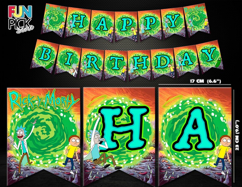 Rick and Morty Birthday Download Banner Party Supplies Rick | Etsy