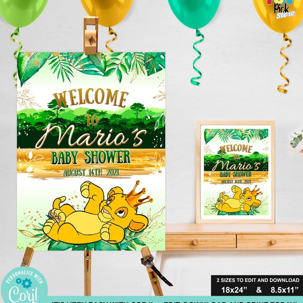 DIGITAL | Baby Lion King Welcome Sign | Baby Lion King Baby Shower Sign | Baby Lion King Welcome Poster | Baby Lion Front door sign | BLK01