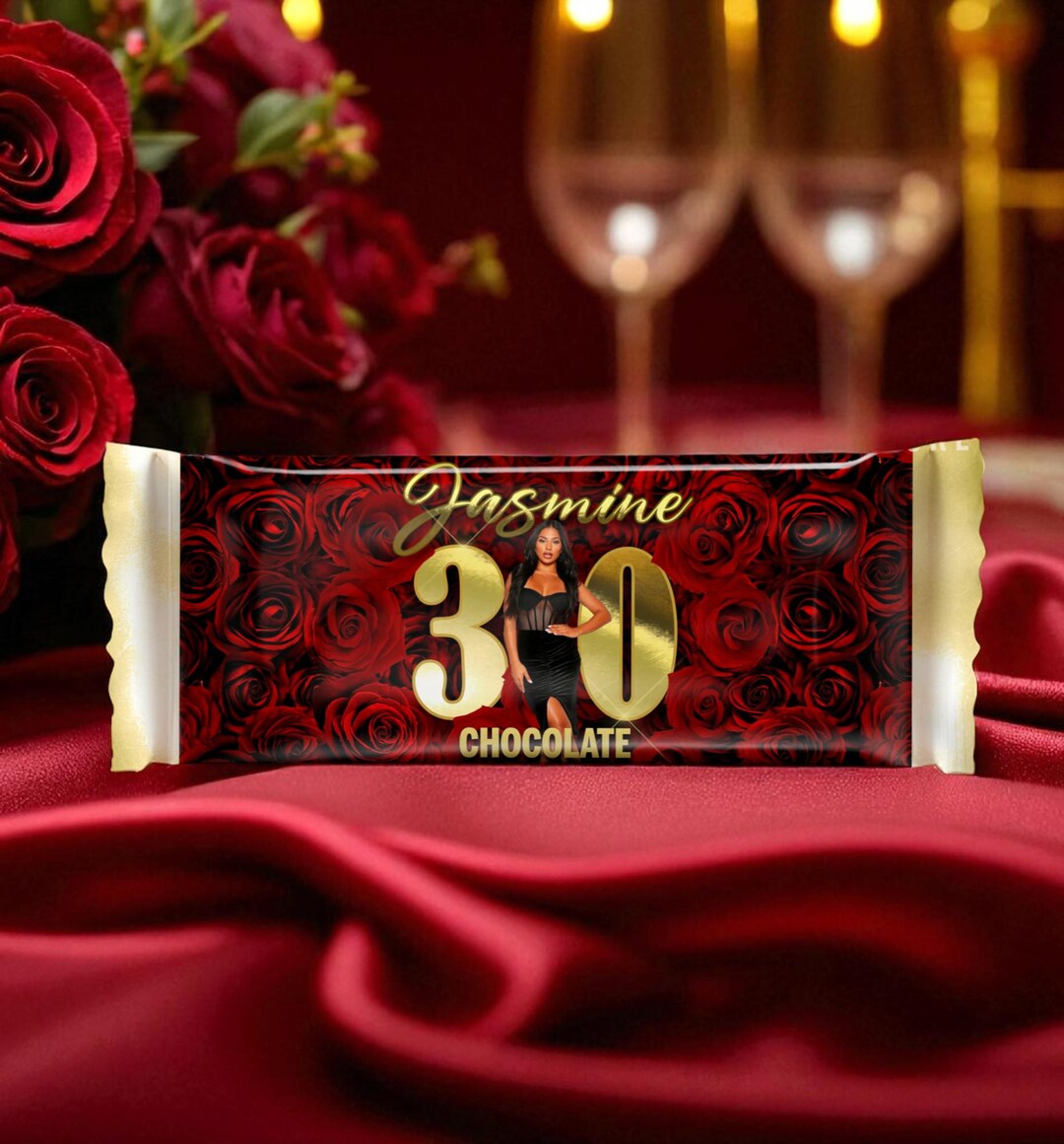 Perfect Wrapper For Red Roses Red Roses Candy Wrapper: Gold Birthday Party Favor (DIY File) - ROS01 ...