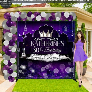 DIGITALE DATEI | Shisha Hintergrund | Shisha Banner | Shisha Geburtstagsparty | Shisha Dekor | Wasserpfeife Personal | Shisha lila silberparty | HK02
