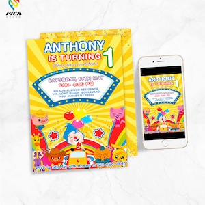 DIGITAL FILE | Clown Printable invitation | Clown Birthday Invitation | Clown Editable invitation | Clown Digital | Corjl invitation | PLM01