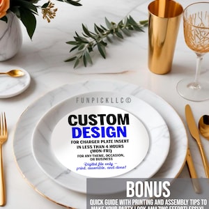 Custom Charger plate design, Personalized Table decor, Custom Theme, Personalized Plate insert - PP01