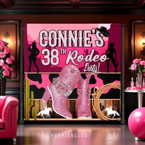 Western Birthday Backdrop, Cowgirl Custom banner, Boots Banner, Rodeo Decor, Photo backdrop, DIGITAL FILE ONLY, ROD04
