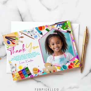 Painting Thank you card for DIY, Art Party Greeting card, Art Theme, Kids Painting Custom card - PAI01