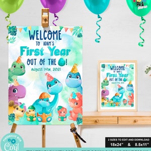 DIGITAL | Dinosaurs Welcome Sign | Dinosaurs Sign printable | Dinosaurs Editable sign | Dinosaurs Welcome party | Dinosaurs Birthday | DN02