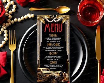 Menú de cumpleaños de Harlem Nights: Letrero de Gatsby de los locos años 20 (Descarga digital) – HAR01