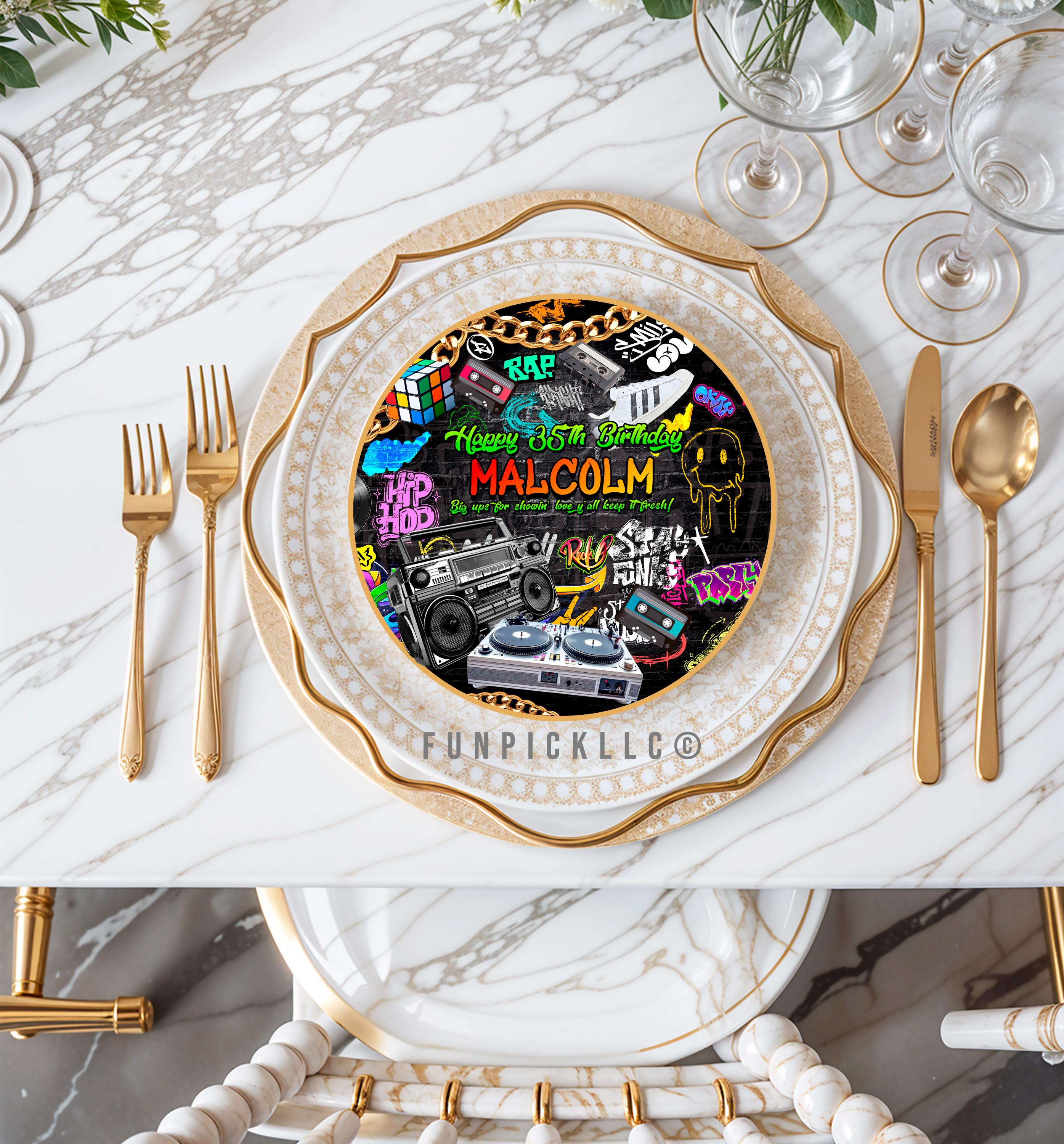 Throwback Plate 90s Party Charger Plate Insert: Throwback Theme Decor (digital Download ...