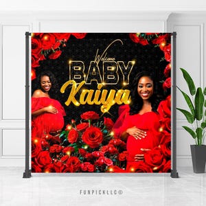 Red Roses Birthday Banner: Custom Garden Backdrop (Digital Download)