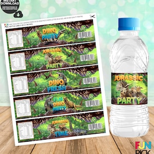 DIGITAL Dinosaurs Water Bottle Labels Dinosaurs Printable Labels ...