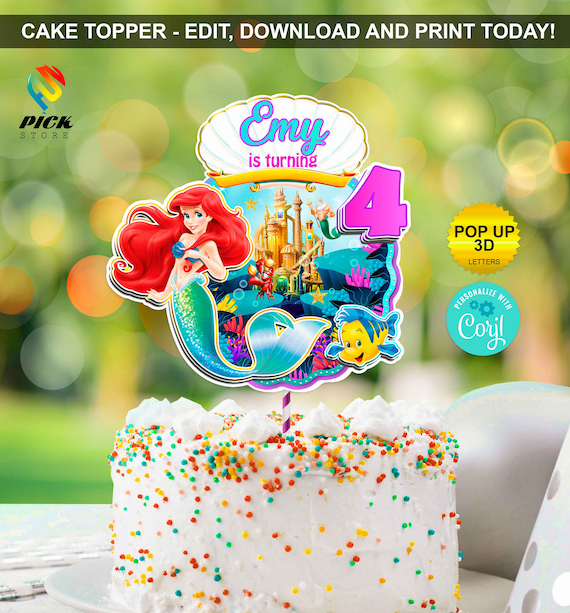 Little Mermaid Cake Topper | Ariel Mermaid Cake Decorations - Cake Topper  Birthday - Aliexpress