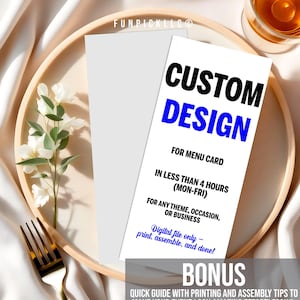 Benutzerdefiniertes Menü-Design, personalisierte Menükarte Vorlage, benutzerdefiniertes Thema, personalisiertes druckbares Menü - PP01
