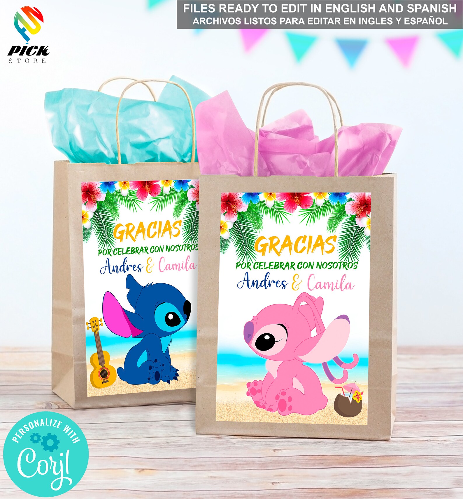 DIGITAL FILE Stitch and Angel Bag Decor Baby Shower Gift Etsy