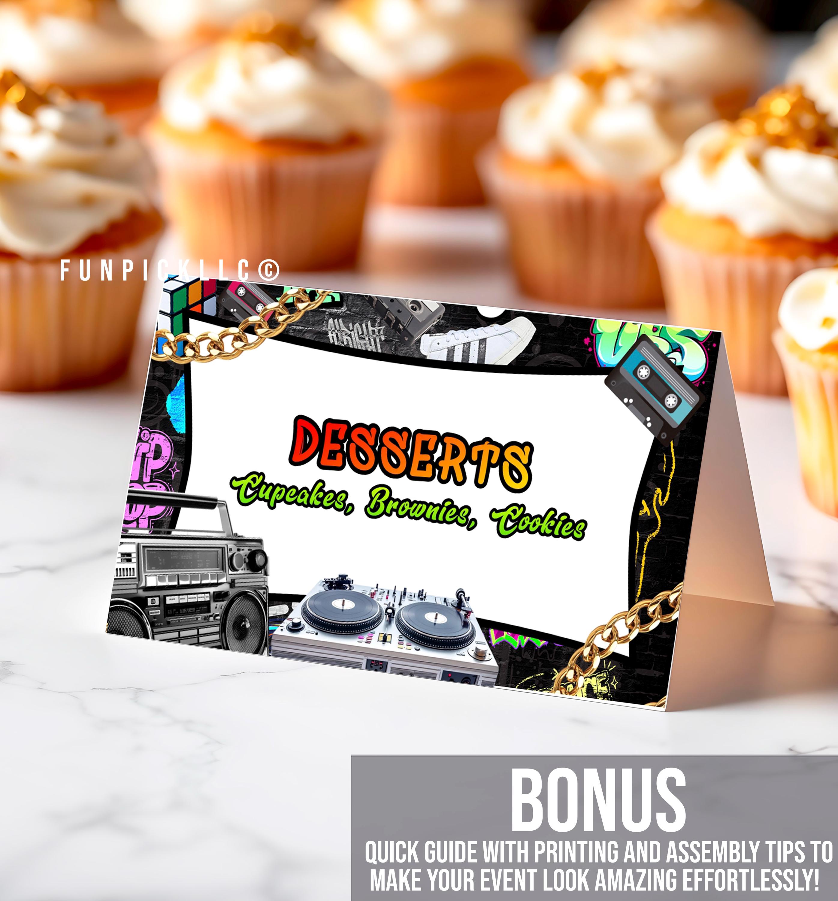 90s Party Food Tent Label: Throwback Theme Place Card (digital Download ...