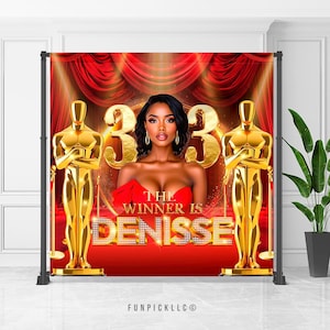 Award Banner, Hollywood  Backdrop, Red Carpet Wall Decor, Awards Sign, Custom banner, File for self-printing - HW03