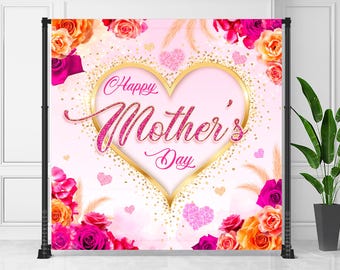 Mother's Day Party Banner: Floral Heart Backdrop (Digital File)