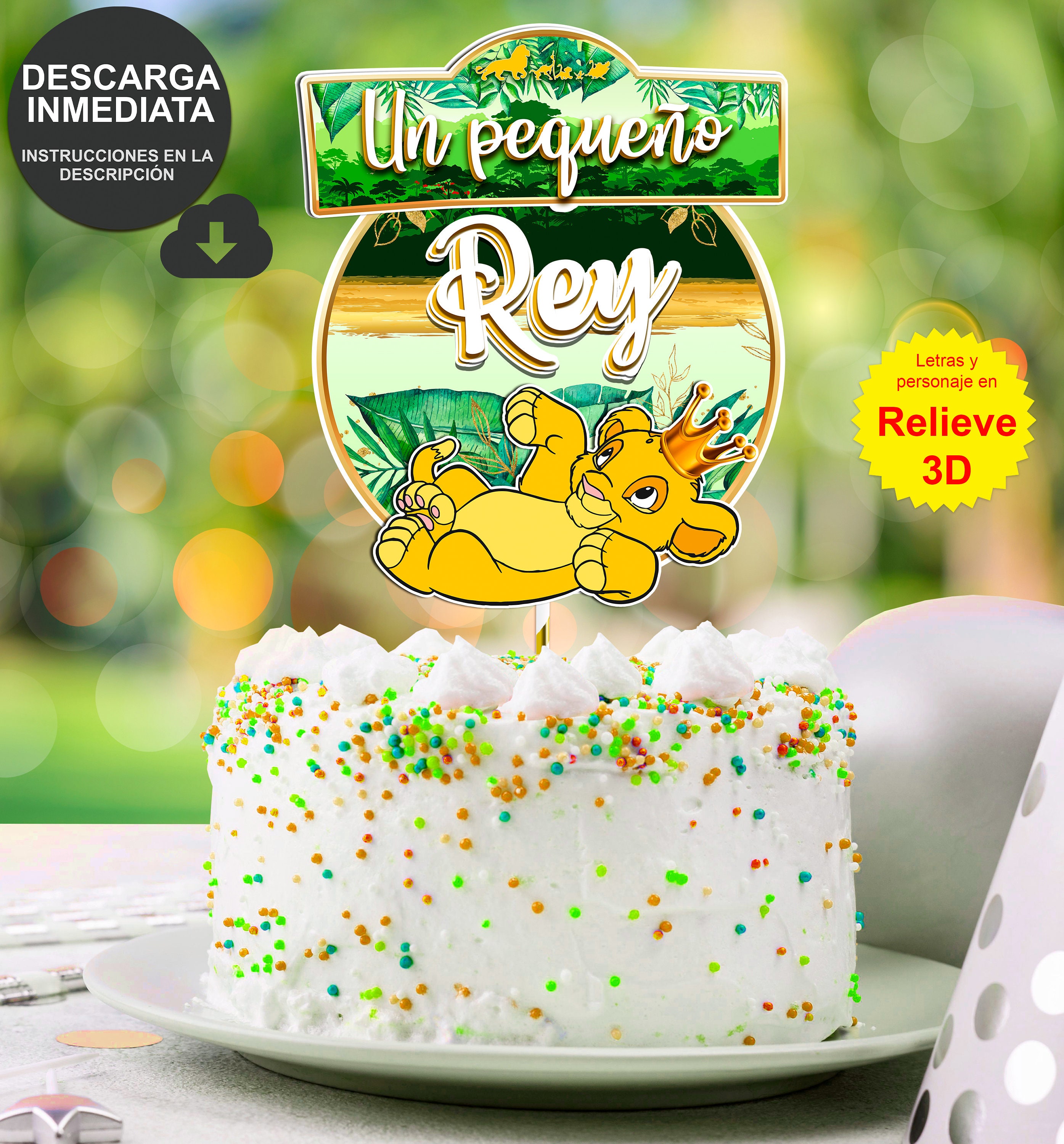 Deco Cumpleaños Rey León – 25 Adornos Y Toppers Para Tarta Lion King – Decoración De Papel Para Pastel