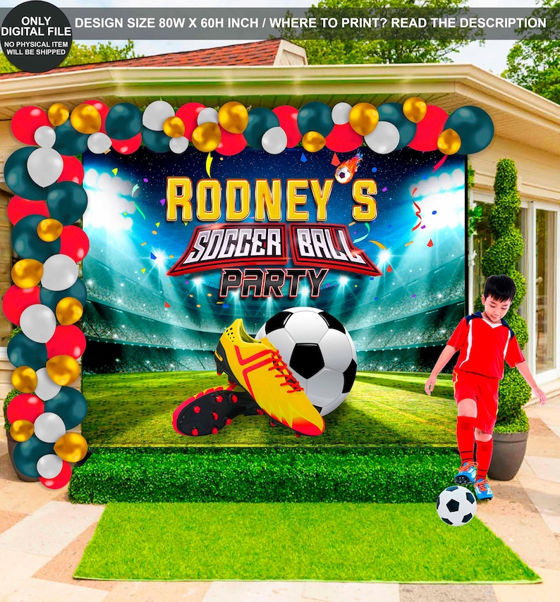 DIGITAL FILE Soccer and Sneaker Backdrop Soccer and Sneaker Banner Soccer and Sneaker Birthday party Soccer Decor SNB01