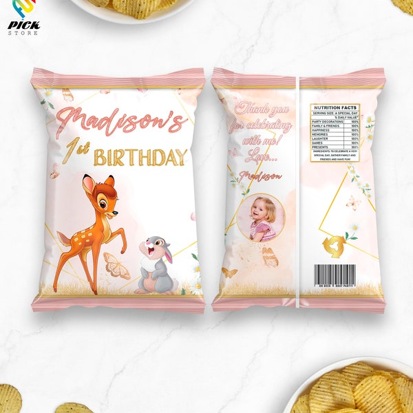 DIGITAL FILE | Bambi Chips Bag | Bambi Favor Bag Template | Bambi Custom Bag | Bambi Birthday Party | Bambi Party decoration | BMB01