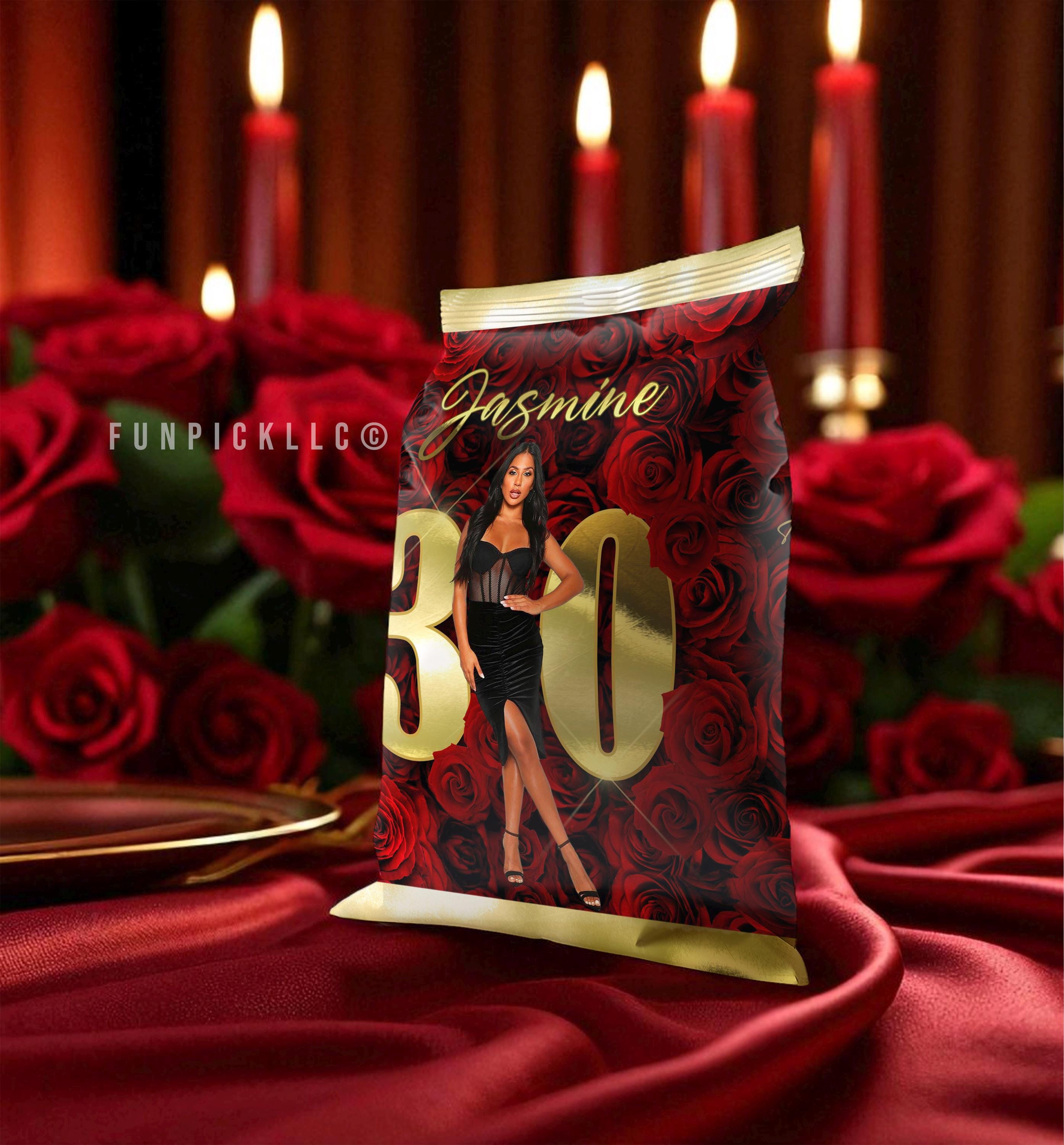 Perfect Wrapper For Red Roses Red Roses Chip Bag Wrapper: Luxury Birthday Party Favor (DIY File ...