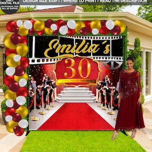 Hollywood Birthday Backdrop: Red Carpet Party Decor (Digital File)