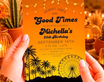 Music Festival Birthday Invitation: Desert Vibes Sunset Invite For Teens, Canva Template (Digital Download) COA06