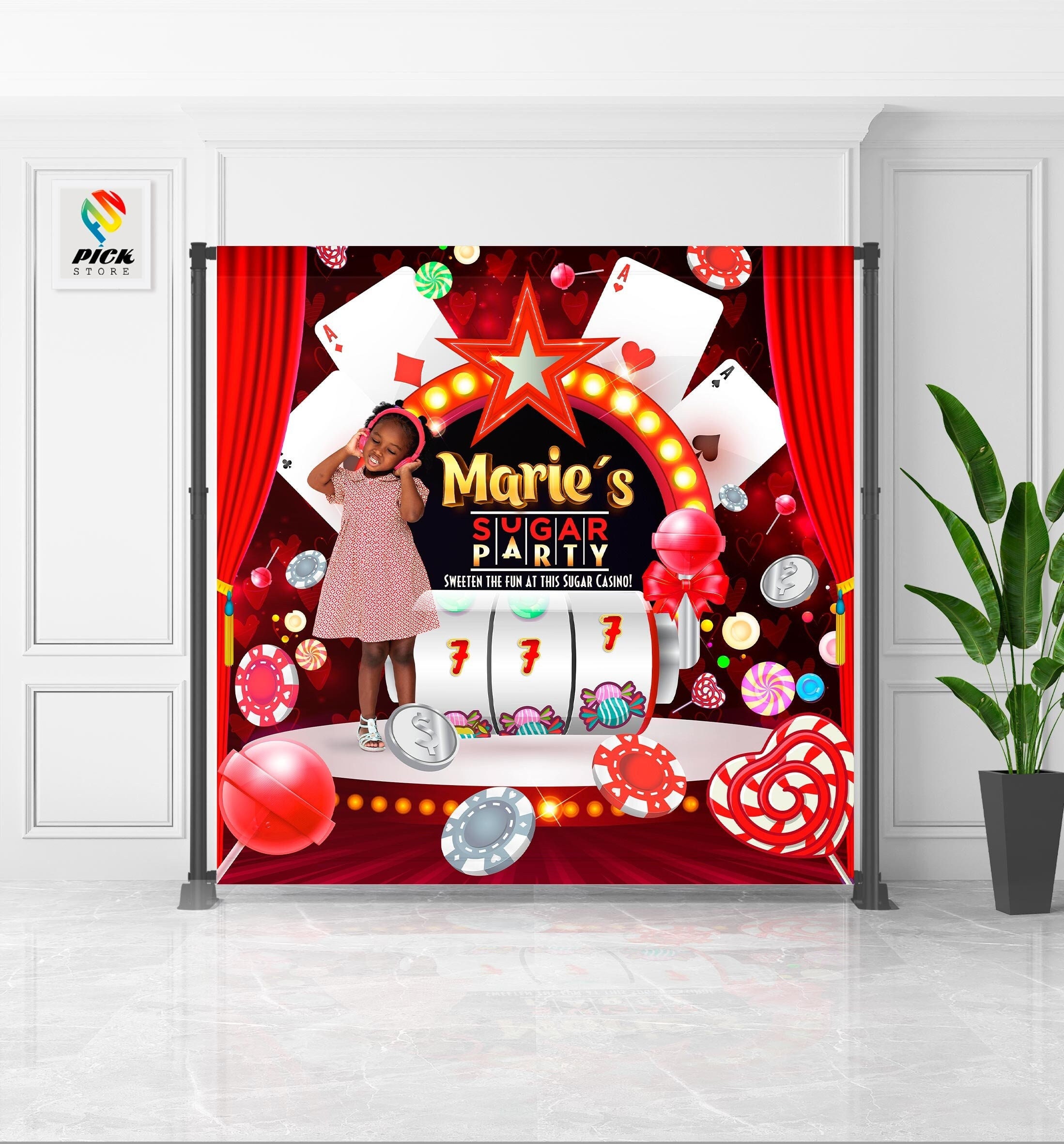 Sugar Casino Backdrop Las Vegas Banner Poker Party backdrop Gambling Photo backdrop Sugar Birthday backdrop DIGITAL FILE