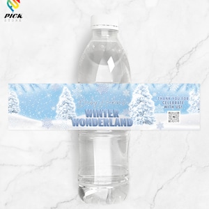 Winter Water Bottle Label, Wonderland Drink Label, Snow Juice Label, Snowy Bottle Label, Snowflake Baby Shower, DIGITAL FILE | WIN07
