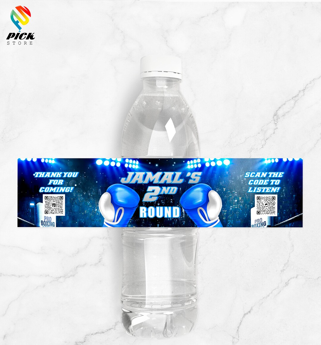 Boxing Water Bottle Label Little Champ Drink Label Boxing Ring Juice