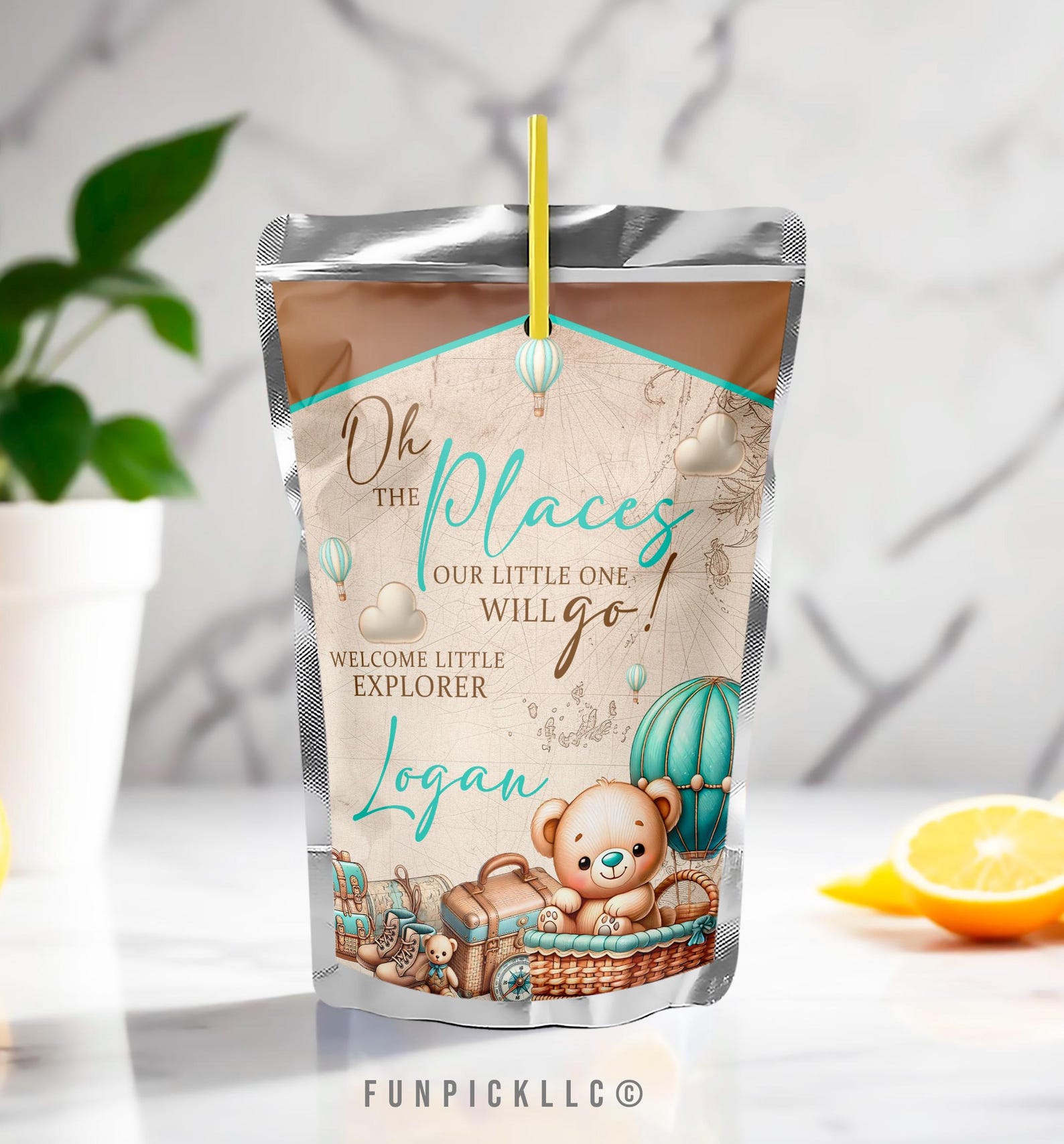 Adventure Map Juice Label: Teddy Bear Explorer Party (DIY) - Etsy