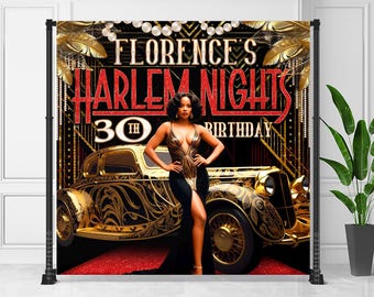 Banner de cumpleaños de Harlem Nights: Fondo fotográfico de los locos años 20 (descarga digital) - HAR01