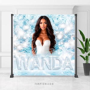 Snow Birthday Banner | Winter Backdrop | Iceland Wall Decor | Snowflake Sign | Custom banner | Digital Download | WIN14