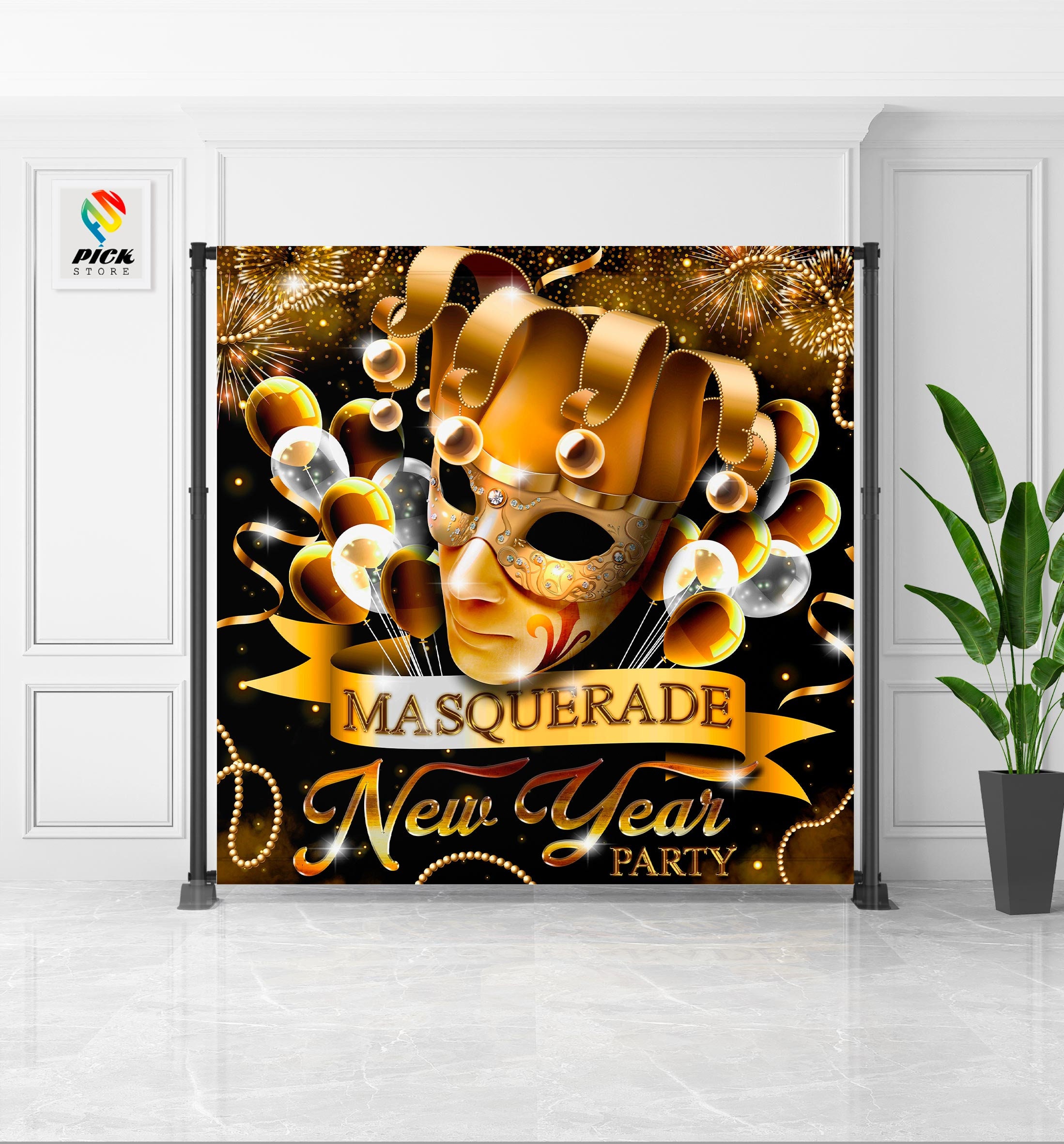 Mardi gras Happy New year Masquerade Backdrop Carnival Banner Mardi gras New year party ONLY DIGITAL FILE NY01