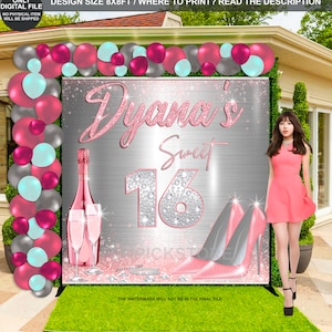 DIGITAL FILE | Sweet Sixteen Backdrop | Sweet Sixteen Banner | Sweet 16 Birthday | Sweet Sixteen Decor | Sweet Sixteen gift | SW01