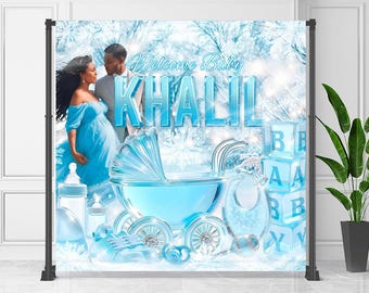 Winter Wonderland Baby Shower Banner: Custom Snowflake Backdrop (Digital Download)