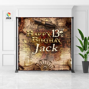 Adventure Begins Backdrop | World Map Banner | Vintage Map backdrop | Pirates Map Happy Birthday | Pirates Backdrop |  DIGITAL FILE | MAP01