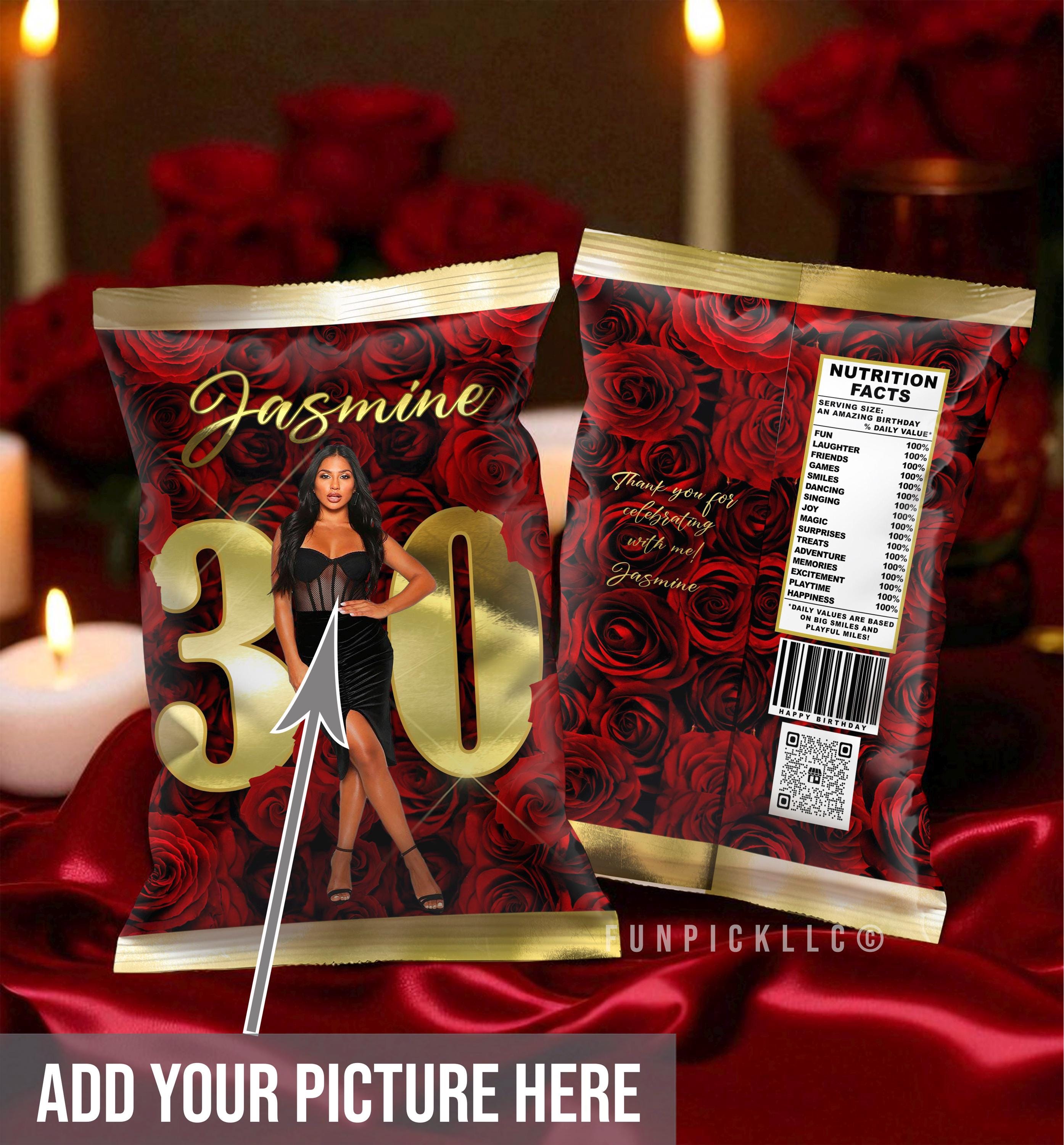 Perfect Wrapper For Red Roses Red Roses Chip Bag Wrapper: Luxury Birthday Party Favor (DIY File ...