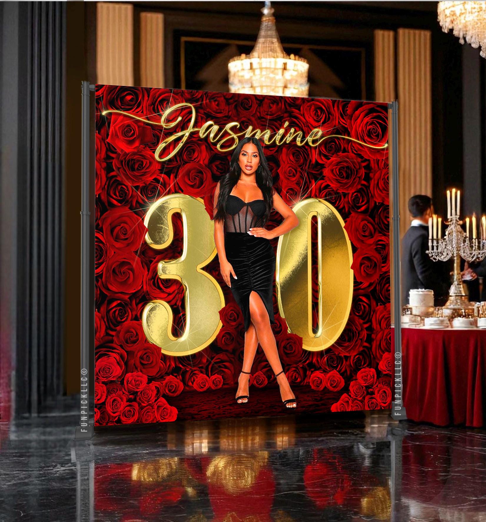 Red Roses Banner Luxury Red Roses Birthday Banner: Red and Gold Party Decor (digital ...