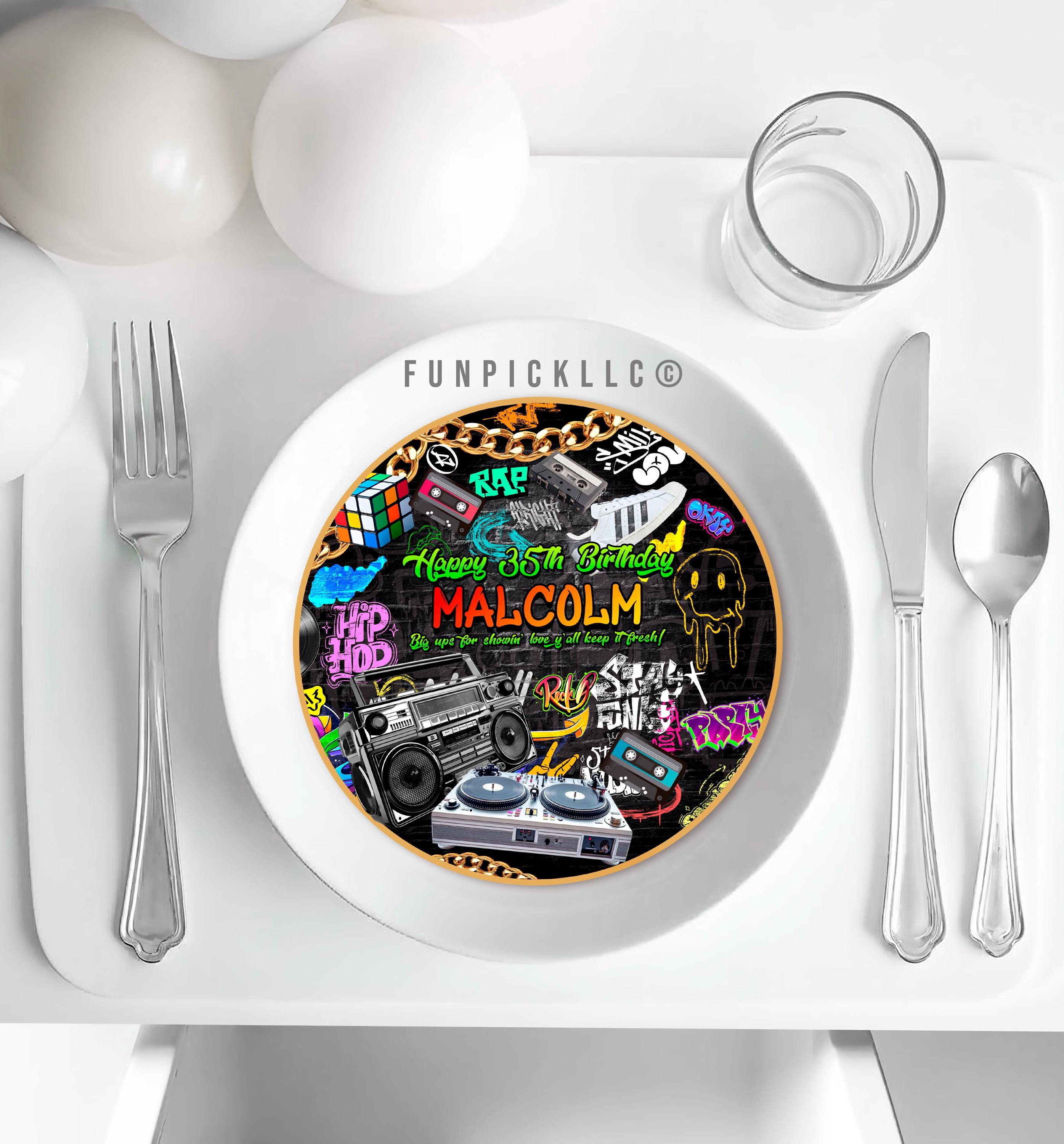 Throwback Plate 90s Party Charger Plate Insert: Throwback Theme Decor (digital Download ...
