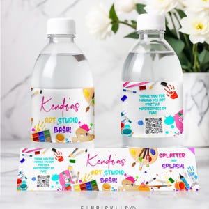 Painting party Water Bottle Label, Art Party Drink Label, Girl Pink Juice Label, Craft Party Label, Paint Party favors, DIY FILE | PAI01