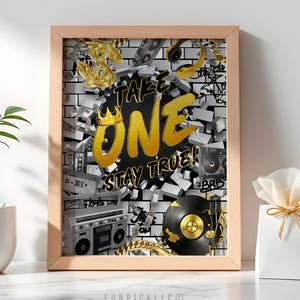 The Big One Favors Sign for DIY, Notorious Birthday sign, Hip Hop Theme, Graffiti Poster - HP02