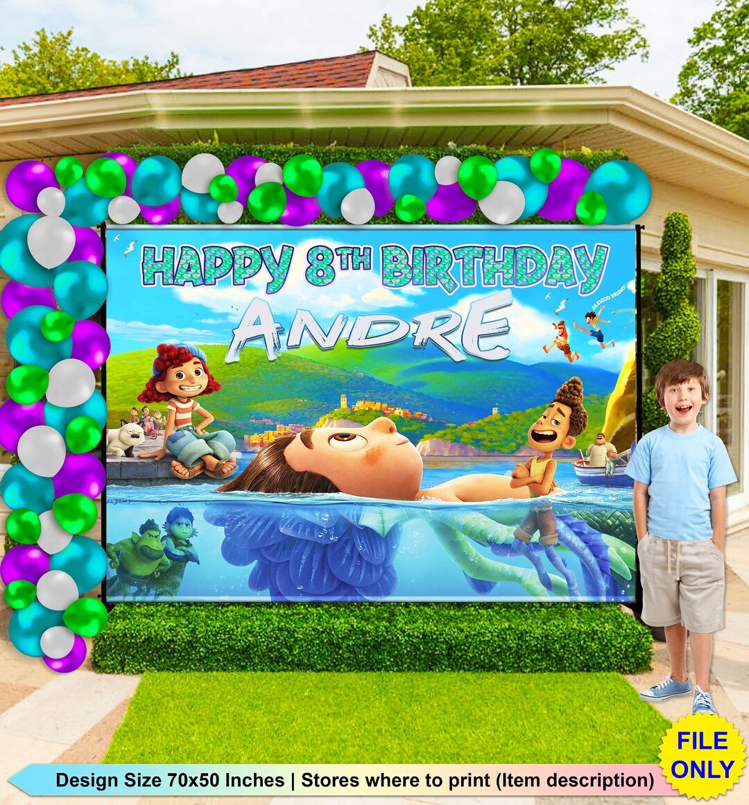 DIGITAL FILE Luca Backdrop Luca Banner Luca Birthday Party Luca Decor
