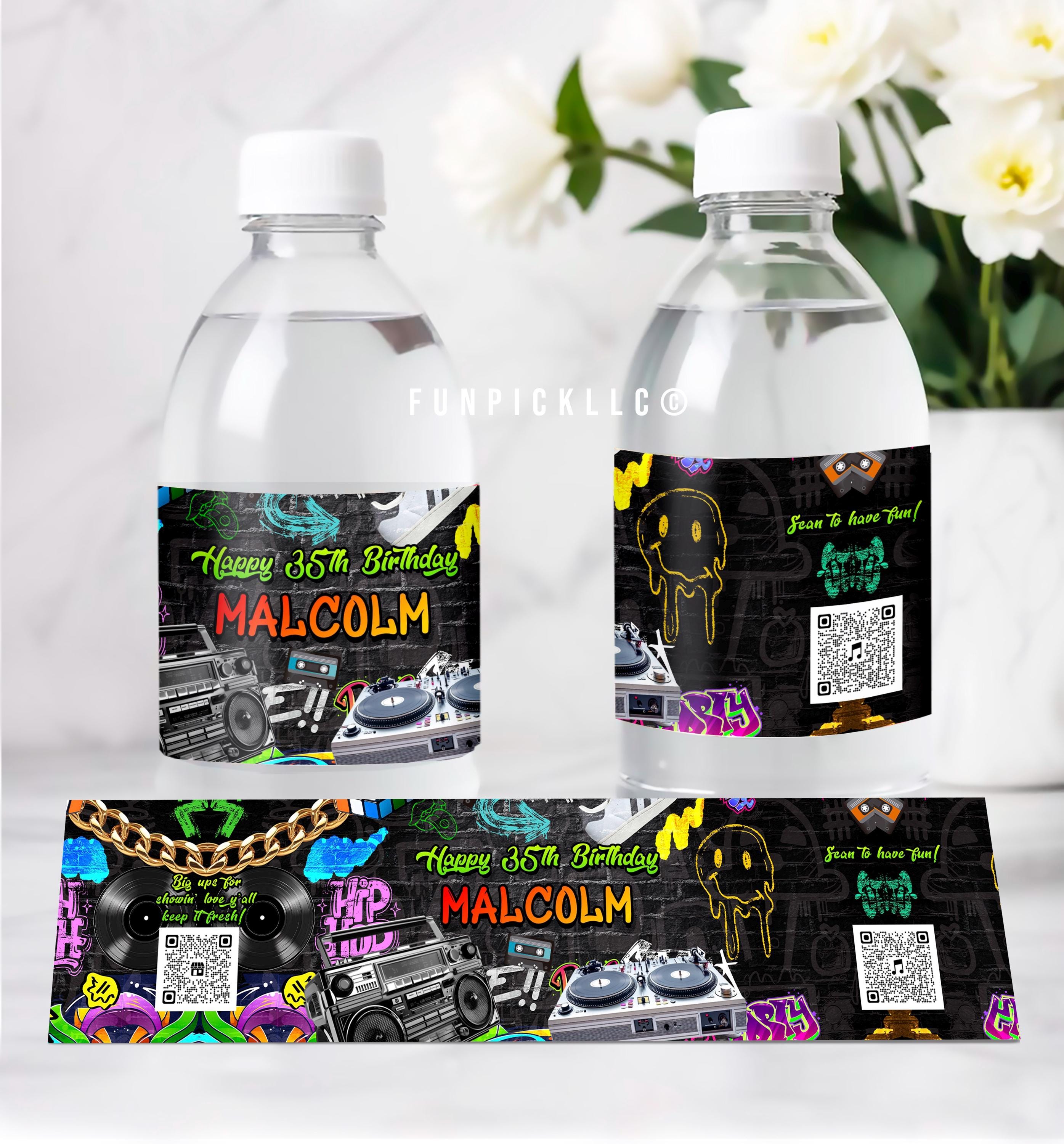 90s Theme Party Water Bottle Label: Throwback Sticker (digital Download ...