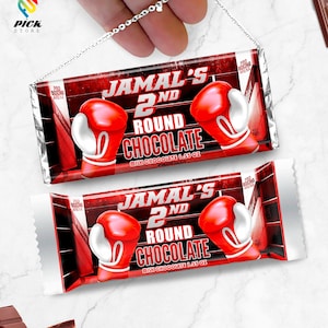Red Ring Candy wrapper, Boxer Chocolate bar, Gloves Chocolate wrapper, Round 1 Candy Template, Little Champ Candy bar, DIY FILE | BOX031