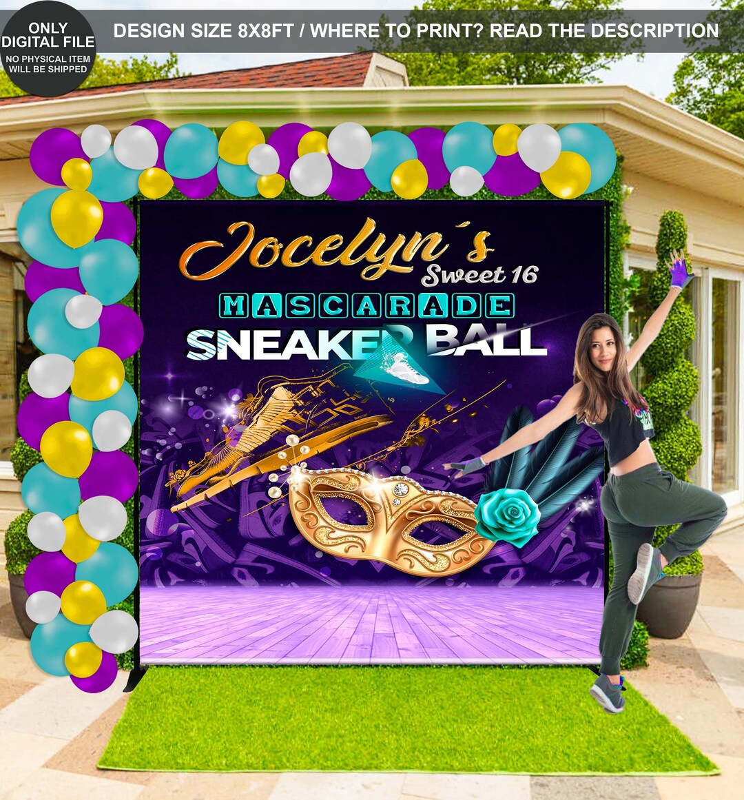 DIGITAL FILE Macarade Sneaker Ball Backdrop Macarade Sneaker Ball